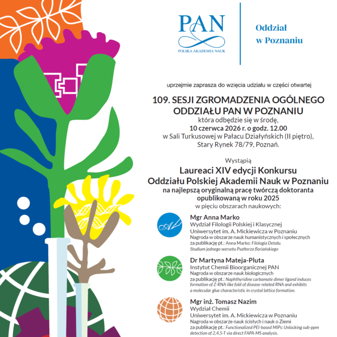 Laureaci i wyróżnieni w konkursie Oddziału PAN w Poznaniu dla doktorantów – edycja 2026